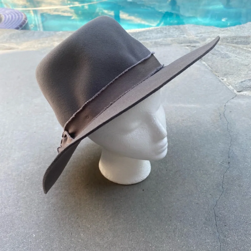 Olive And Pique Womens Brownish-Grey 100% Wool Rancher Hat Adjustable - Picture 2 of 6